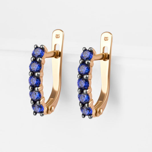 Created Blue Sapphire Earrings